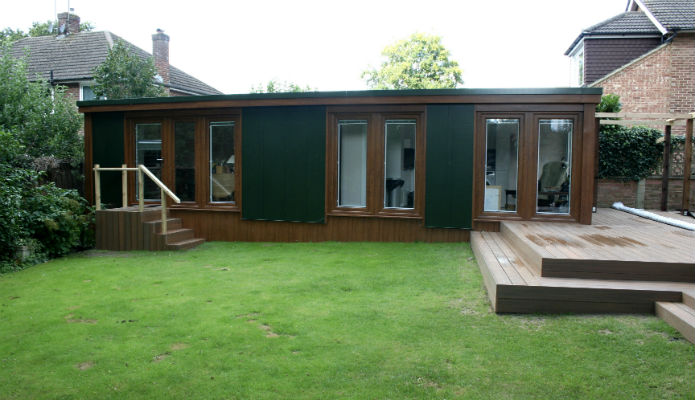 Side view of granny annex showing the window and door layout